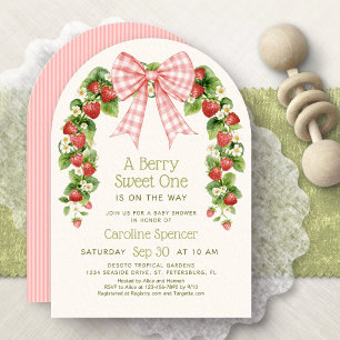 Bärsoet Jordgubbsark Baby Shower Inbjudningar