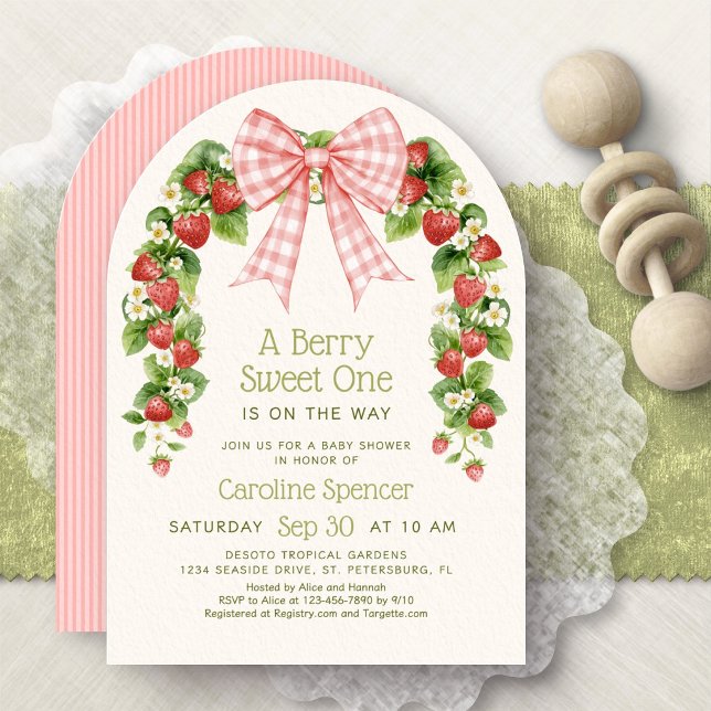 Bärsoet Jordgubbsark Baby Shower Inbjudningar (Skapare uppladdad)