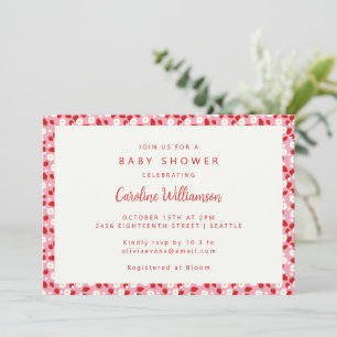 Bärsoet Strålande Jordgubbsblomma Baby Shower Flic Inbjudningar