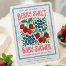 Bärsoß Baby Shower Inbjudan | Jordgubbe