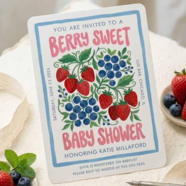 Bärsoß Baby Shower Inbjudan | Jordgubbe (Skapare uppladdad)