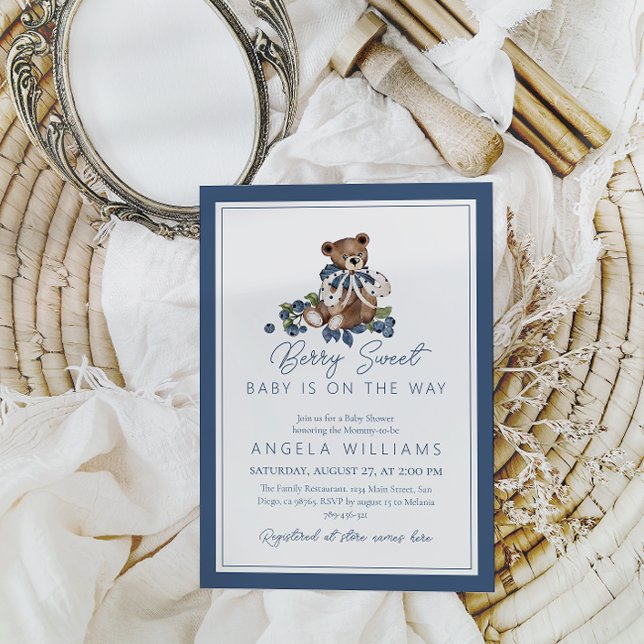 Bärsoß Blåbär Björn Baby Pojke Shower Inbjudningar (Skapare uppladdad)