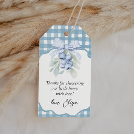 Bärsoß Blåbärs Baby Shower Tacksamhetspresent Presentetikett