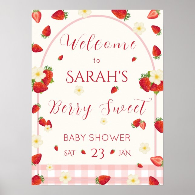 Bärsoß Blåbärs Baby Shower Välkomstaffisch Poster (Framsidan)