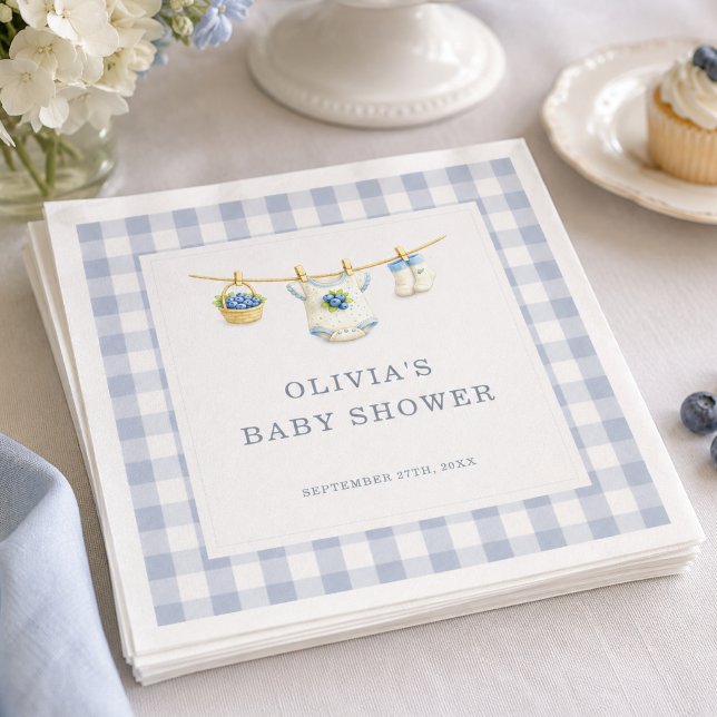 Bärsoß Blåbärsrandig Baby Shower-fest Pappersservett (Skapare uppladdad)