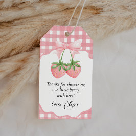 Bärsoß Jordgubbs Baby Shower Tack För Förmån Presentetikett