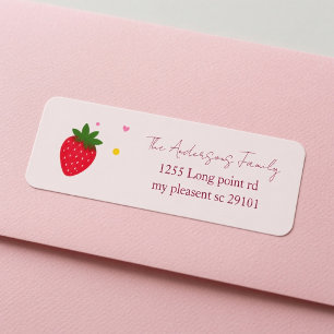 Bärsoß Jordgubbsrosa Returadress Etikett
