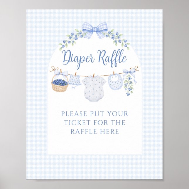 Bärsoß pojke blåbär Babyshower blöja Poster (Framsidan)