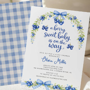 Bärsöt Baby Shower Blåbärs Inbjudan