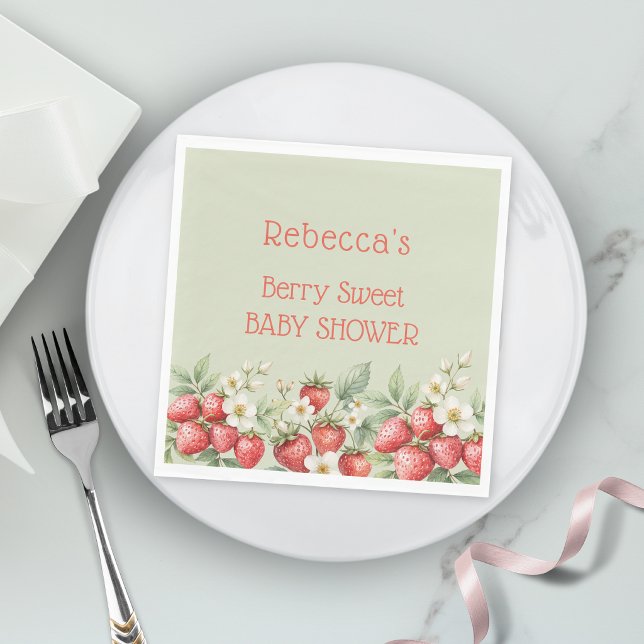 Bärsöt baby shower Jordgubbar blommar Pappersservett (Skapare uppladdad)