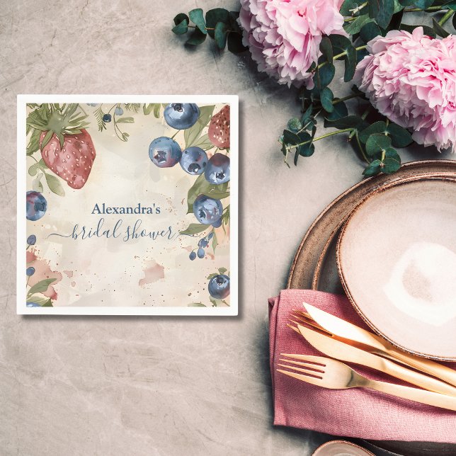 Bärsöt Bröllopsdusch för Bruden med Jordgubbtema Pappersservett (Skapare uppladdad)