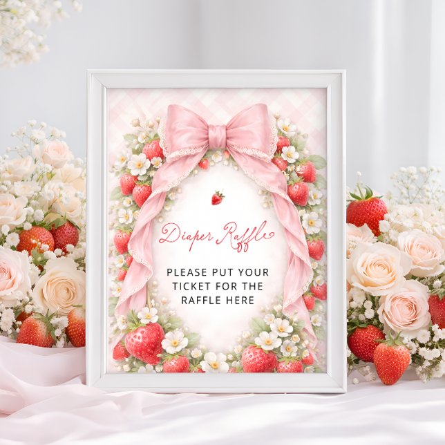 Bärsöt Jordgubb Baby Shower Blöja Lotteri Poster (Skapare uppladdad)