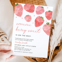 Bärsöt Jordgubb Baby Shower Inbjudan