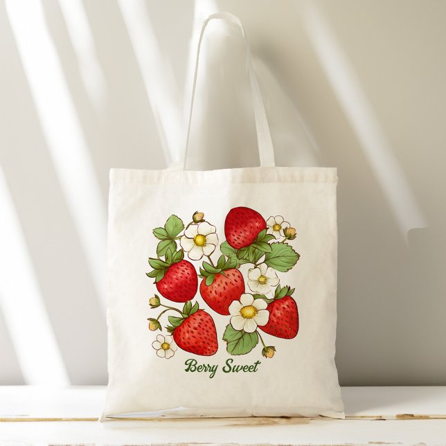 Bärsött frukt jordgubbs bröllopsdusch favoriter tygkasse (Berry sweet fruit strawberry tote bag bridal shower favors bridesmaid gifts gifts for her)