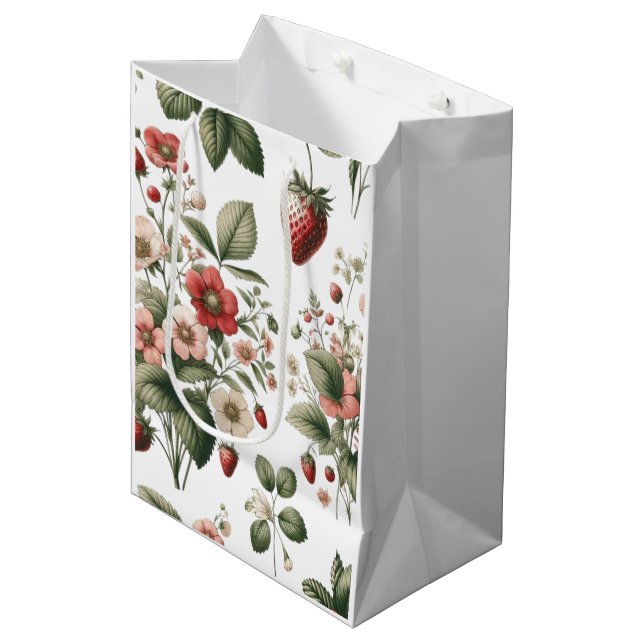 Bärsött överallt jordgubbs- och blomstermönster (Framsidan Vinklad)