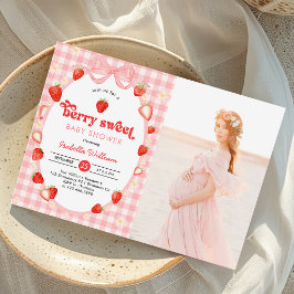 Bärsött sommar jordgubb baby shower Foto Inbjudningar
