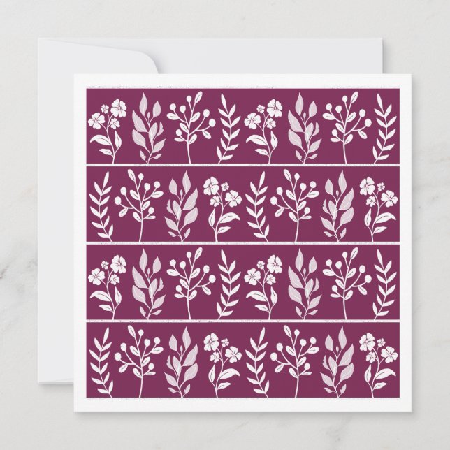 BärsplPurple Botanisk Rand Blommig Trädgård Konst  Julkort (Framsida)