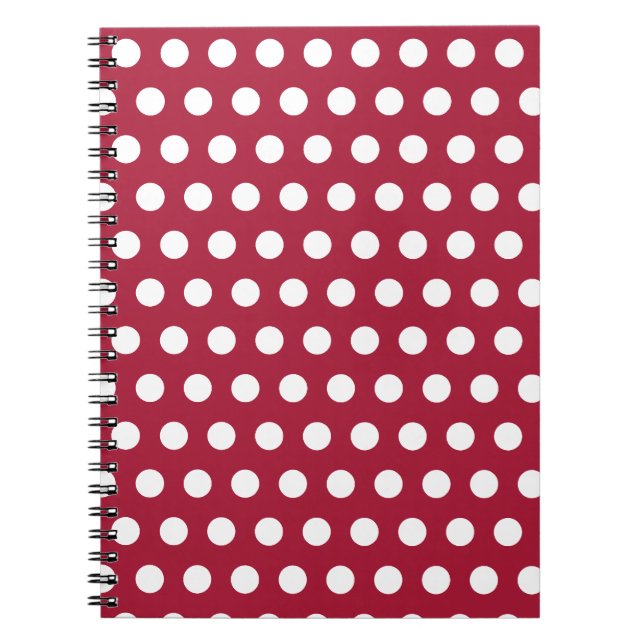 Bärsröd vit prickmönsterdesign anteckningsbok (Framsidan)