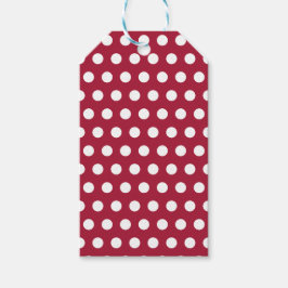 Bärsröd vit prickmönsterdesign presentetikett