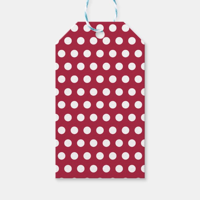 Bärsröd vit prickmönsterdesign presentetikett (Framsidan)