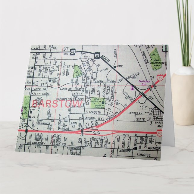 Barstow, CA Vintage Karta Kort (Framsida)