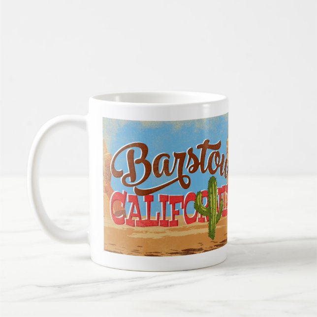 Barstow California Tecknad Desert Retro Travel Kaffemugg (Vänster)
