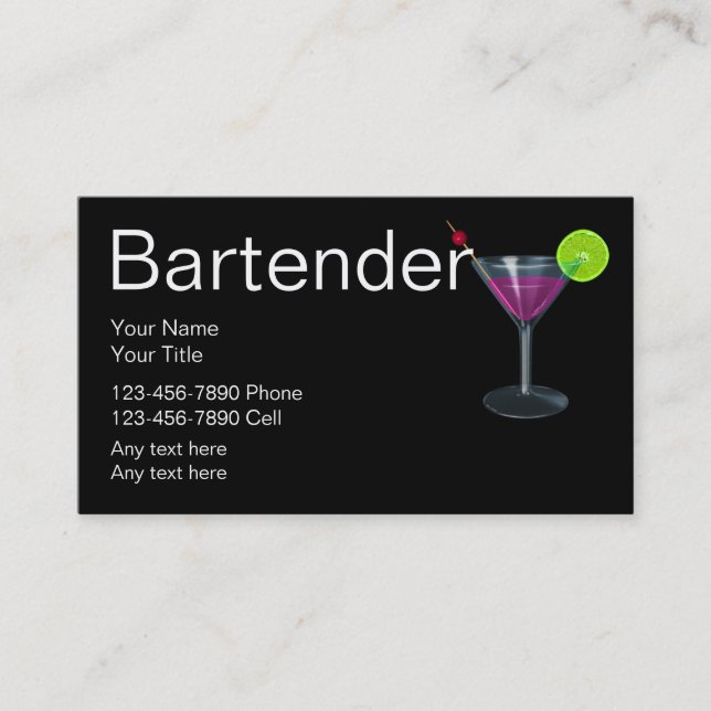 Bartender Affärskort Visitkort (Framsida)
