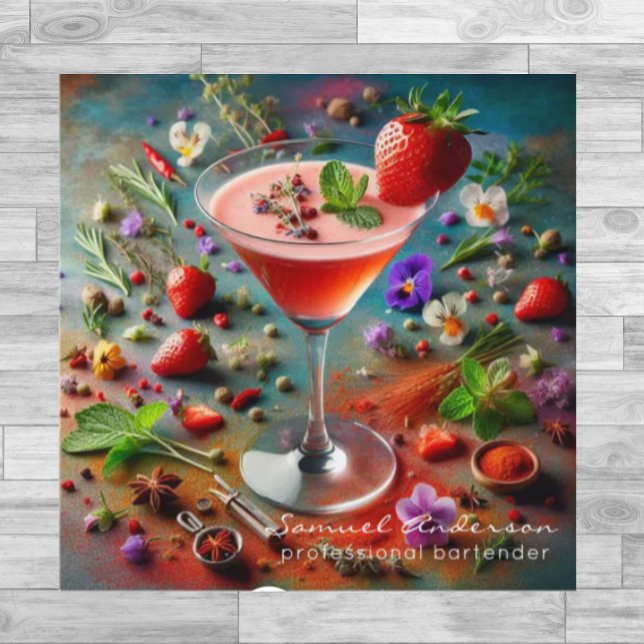 Bartender-Affärskorten Fyrkantigt Visitkort (Skapare uppladdad)