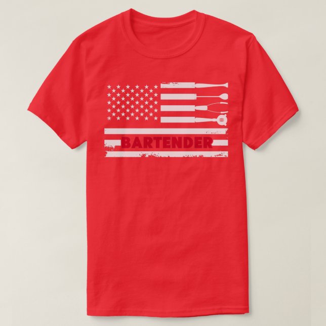 Bartender American Flagga 2022 T Shirt (Design framsida)