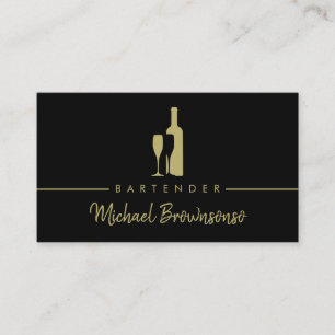 Bartender Bar Club Lyx Svart Visitkort