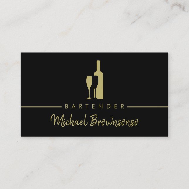 Bartender Bar Club Lyx Svart Visitkort (Framsida)