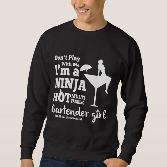 Bartender Bartender Girl Black Crop Top Mixolog Lång Ärmad Tröja (Framsida)