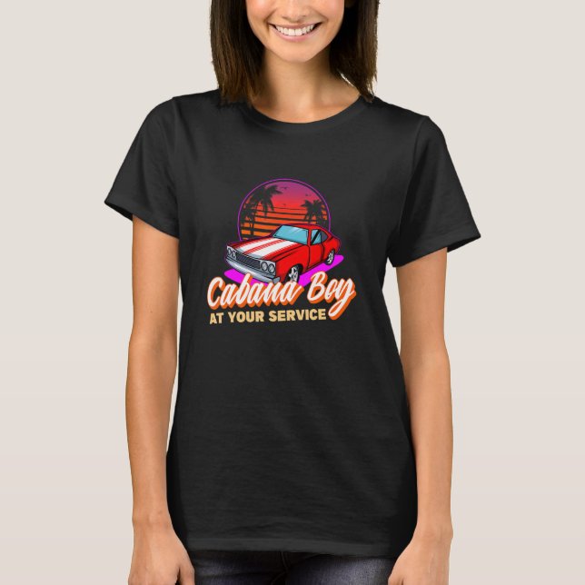 Bartender Beach Party Cabana Boy på din tjänst T Shirt (Framsida)