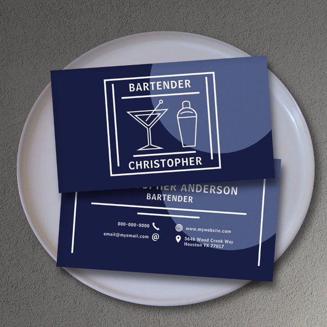 Bartender - blå visitkort (Bartender - Blue Business Card)
