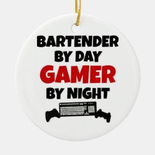 Bartender by Day Gamer by Natt Julgransprydnad Keramik