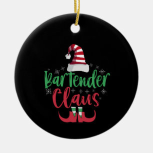 Bartender Claus Funny Santa Family Matching Gift Julgransprydnad Keramik