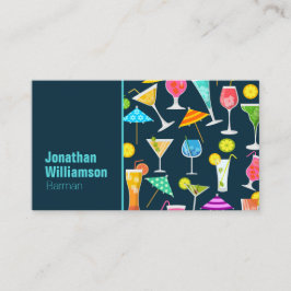 Bartender Colorful Cocktail Mönster Visitkort