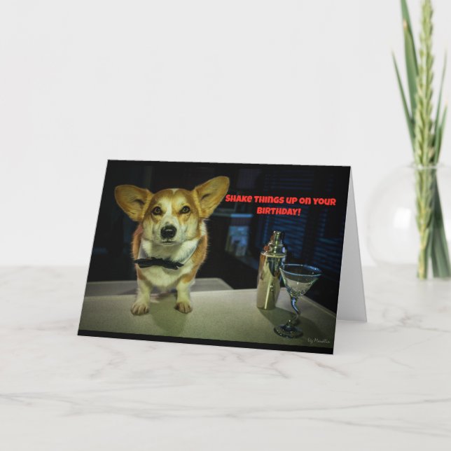 Bartender Corgi-födelsedagskort Kort (Framsida)