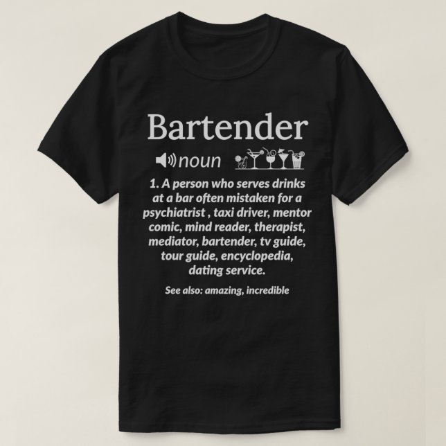 Bartender Definition Gift T Shirt (Design framsida)