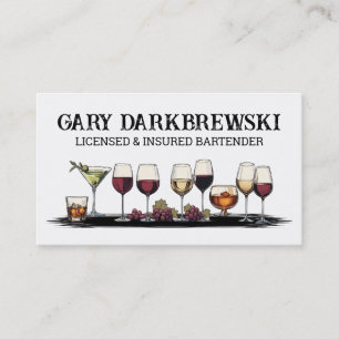 bartender-drycker vin martini brandy-glas visitkort