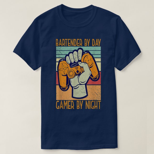 Bartender efter dagspelare efter kvällsretro-Vinta T Shirt (Design framsida)
