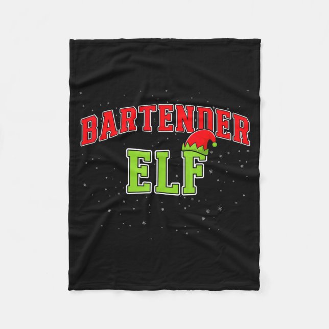 Bartender Elf Christmas Family Matching Group Xmas Fleecefilt (Framsidan)
