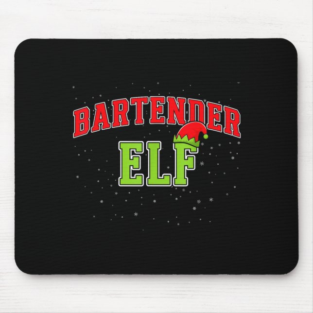 Bartender Elf Christmas Family Matching Group Xmas Musmatta (Framsidan)