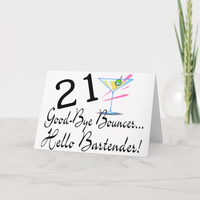 Bartender för 21 goodbye utkastarehejer kort (Framsida)