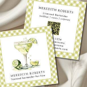 Bartender för Hire Margarita Cocktail Fyrkantigt Visitkort