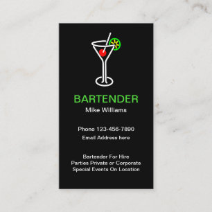 Bartender för hyra visitkort