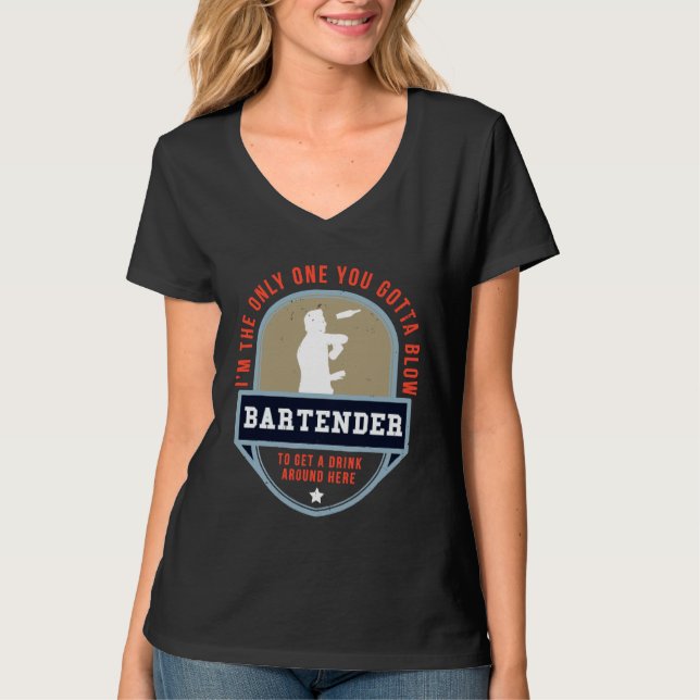 Bartender För manar Women Tapster Chef Barman T Shirt (Framsida)