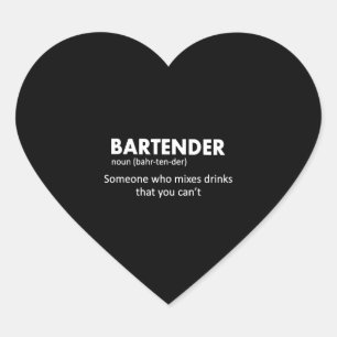Bartender Funny Bartender Definition Beer Vodka Wh Hjärtformat Klistermärke