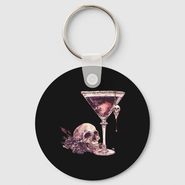 Bartender Halloween Martini Glas Skalle Mixologist Nyckelring (Framsida)