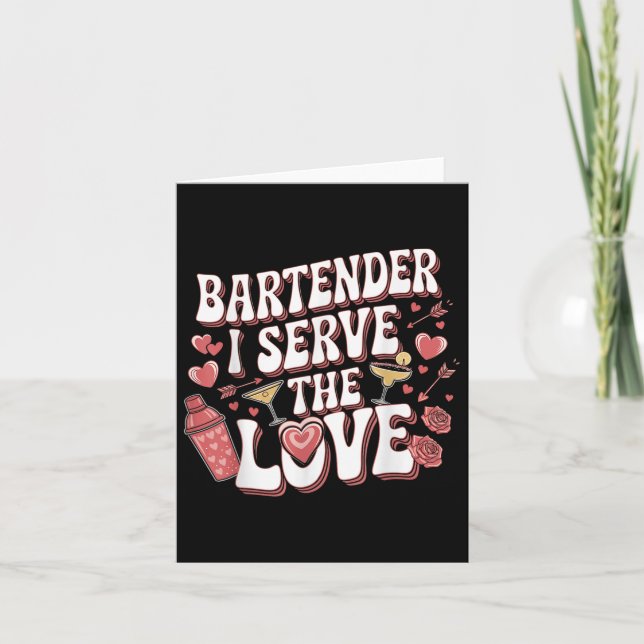 Bartender I  Kärlek Valentines day Funny Va Kort (Framsida)